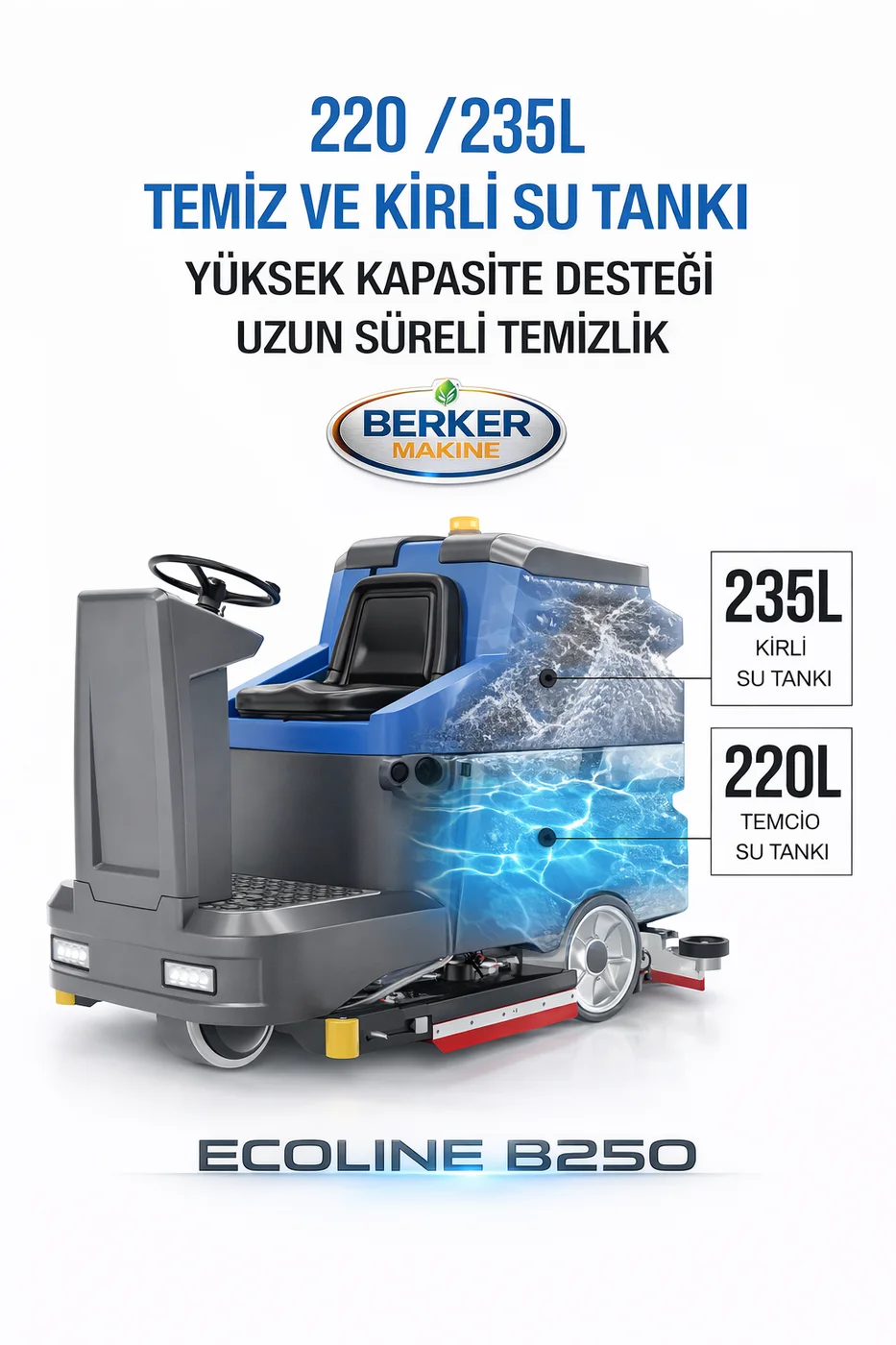 Ecoline B250 temiz ve kirli su tankları